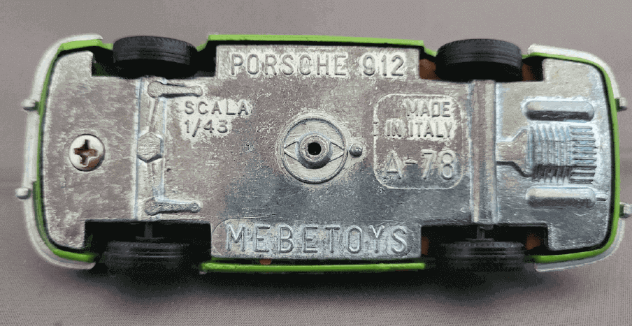 Modelcars MEBETOYS Porsche 912 Coupe A-78 Green no. 1 underneath