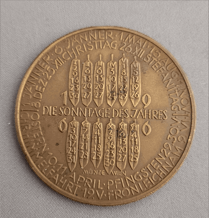 Porsche Calender Coin 1966 Porsche 911 912 backside