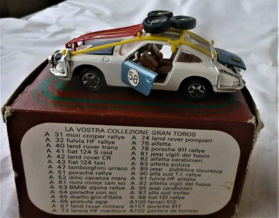 Modelcars MEBETOYS Porsche 912 Coupe A-12 White Rallye no. 51 left side on box