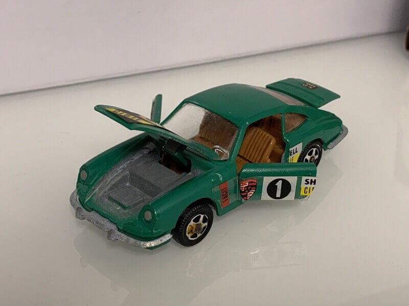 Modelcars MEBETOYS Porsche 912 Coupe Rallye A-78 dark green front left