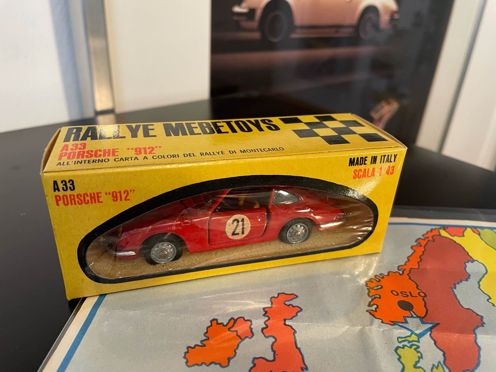 Modelcar Mebetoys A12 red Monte Carlo Rallye no. 21 scale 1:43 in box close picture