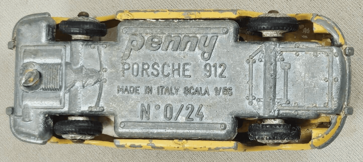 Modelcar PENNY Porsche 912 coupé Yellow scale 1:66 underneath