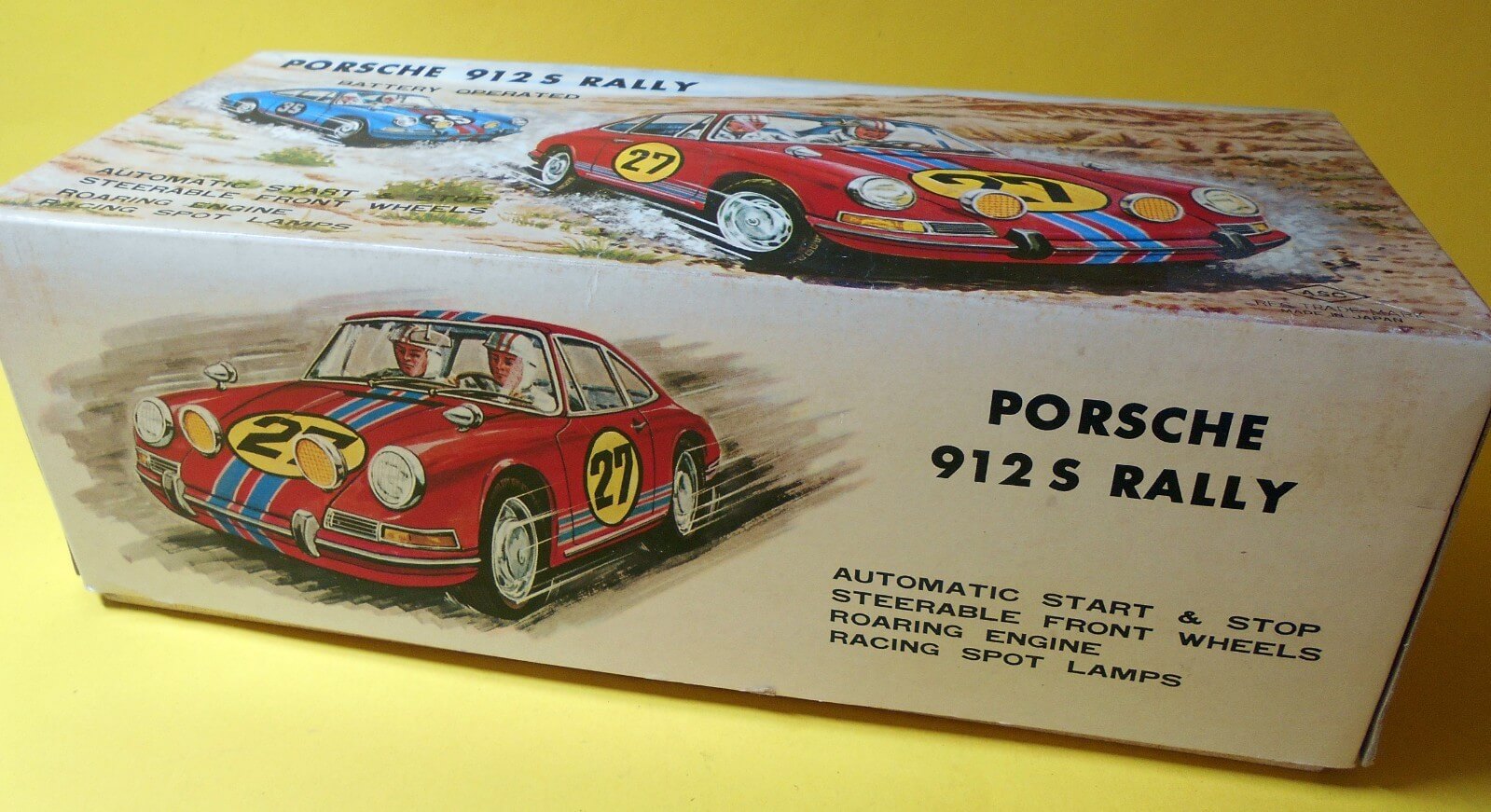 Aoshin Porsche 912 Coupé Yellow no. 38 box rear www.912stuff.com